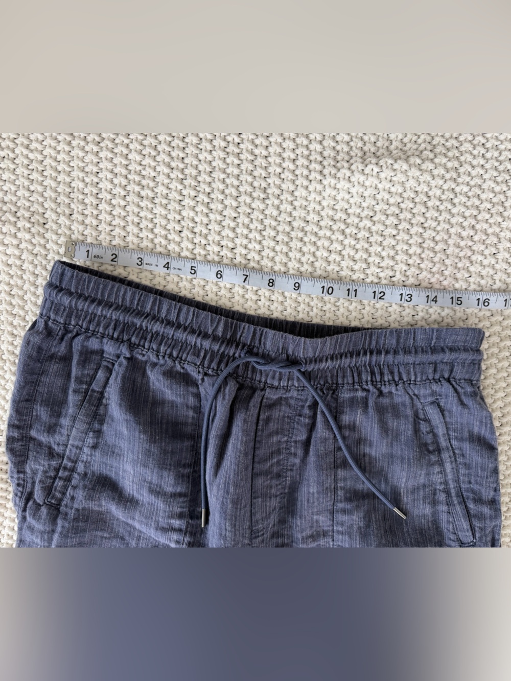 Athleta Linen Wide Leg Chambray Pants Zip Pockets Leg Slit Cabo Med Resort - Picture 6 of 7